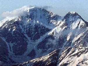 Mountains Donguz-Orun (4450 m) and Nakra (4280 m), Caucasus, Georgia/Russia